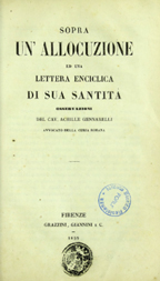 Sopra un'allocuzione ed una lettera enciclica di Sua Santità