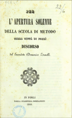 Per l'apertura solenne della scuola di metodo nella città di Forlì