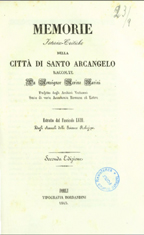 Memorie istorico-critiche della città di Santo Arcangelo