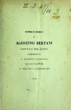 Discorso di Agostino Bertani deputato per Rimini pronunciato al banchetto offertogli dai suoi elettori la sera delli 8 gennajo 1877