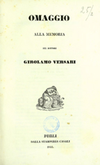 Omaggio alla memoria del dottore Girolamo Versari