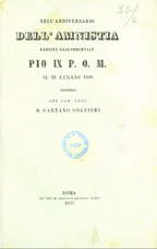 Nell'anniversario dell'amnistia largita dall'immortale Pio IX P.O.M. il 16 luglio 1846