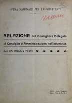 Relazione del consigliere delegato al Consiglio d’amministrazione nell’adunanza del 25 ottobre 1920